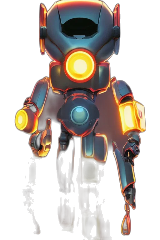 robot, concept art, 3d render, pixel art transparent PNG cut-out