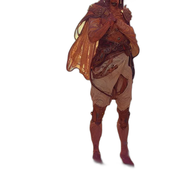 dress, creature, staff, mask transparent PNG cut-out