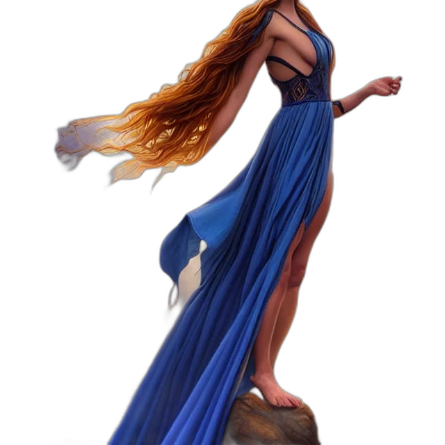 dress, hair, concept art, 3d render transparent PNG cut-out