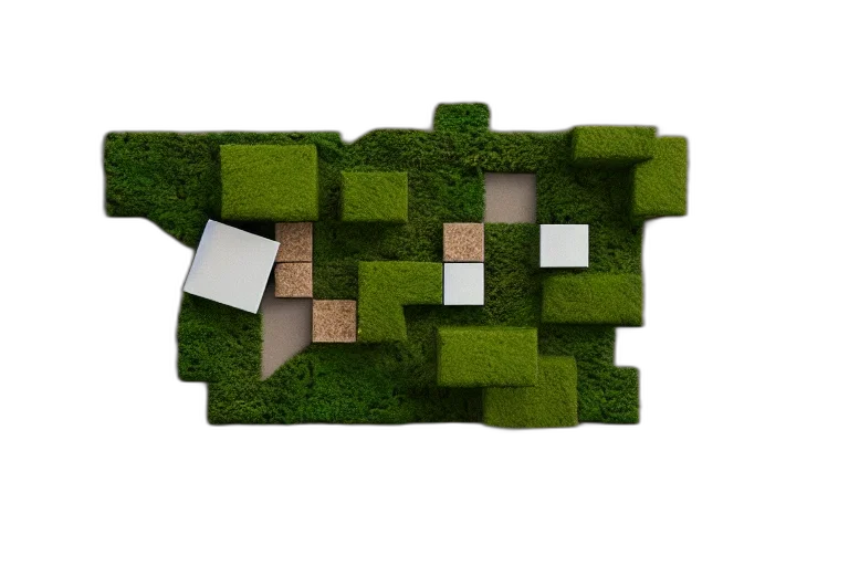 building, furniture, tree, 3d render transparent PNG cut-out