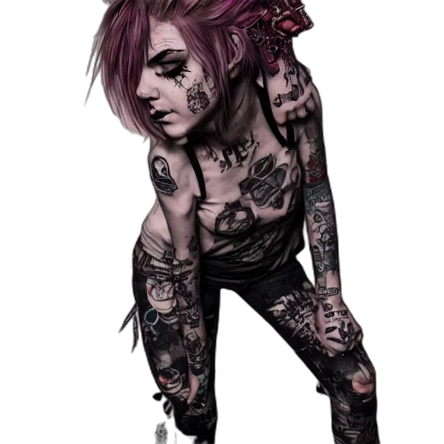 creature, concept art, cyberpunk, watercolor transparent PNG cut-out
