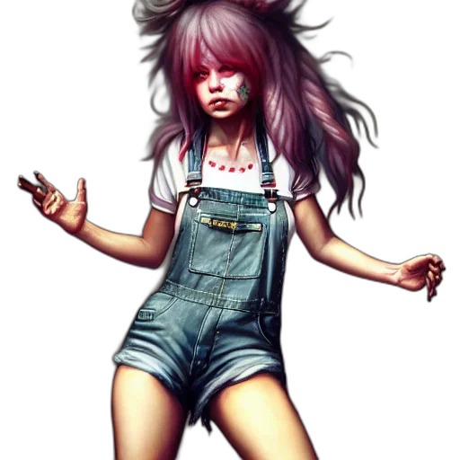 hair, dress, creature, staff transparent PNG cut-out