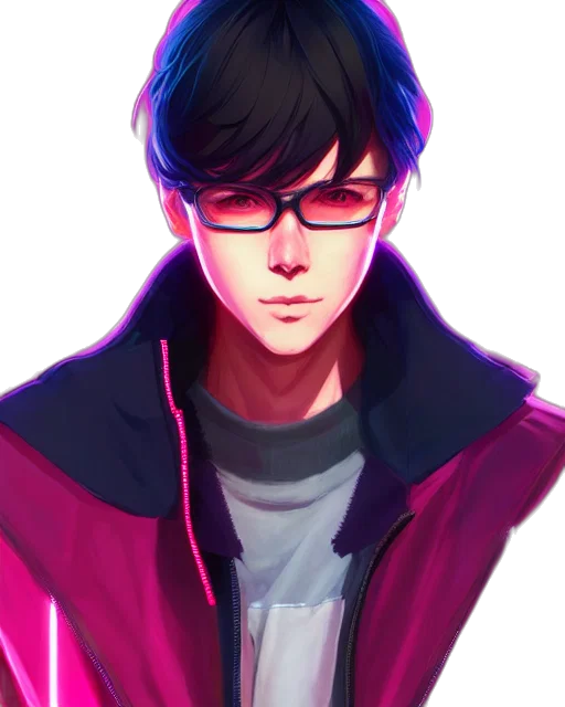 jacket, face, staff, robot transparent PNG cut-out