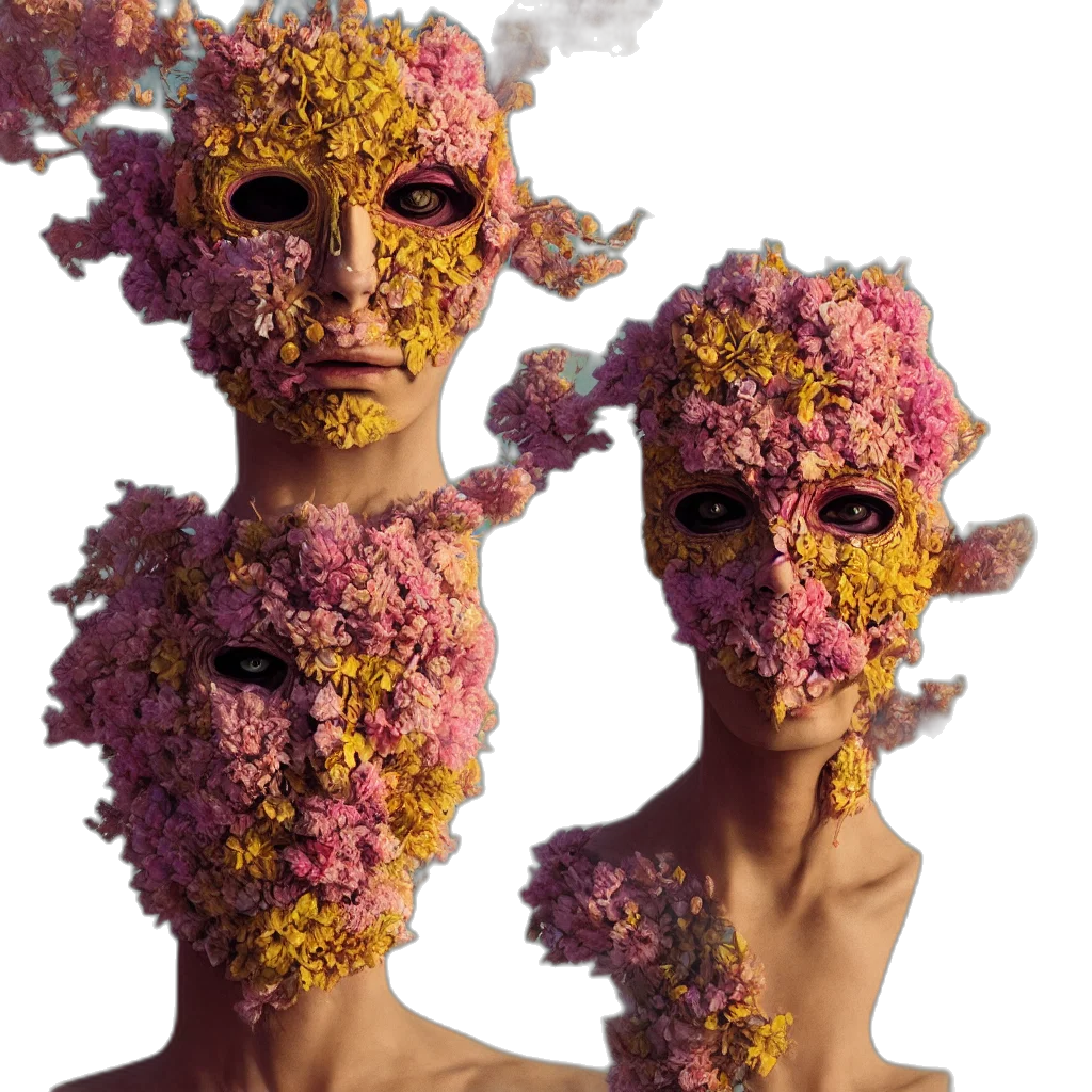 mask, face, crown, flower transparent PNG cut-out