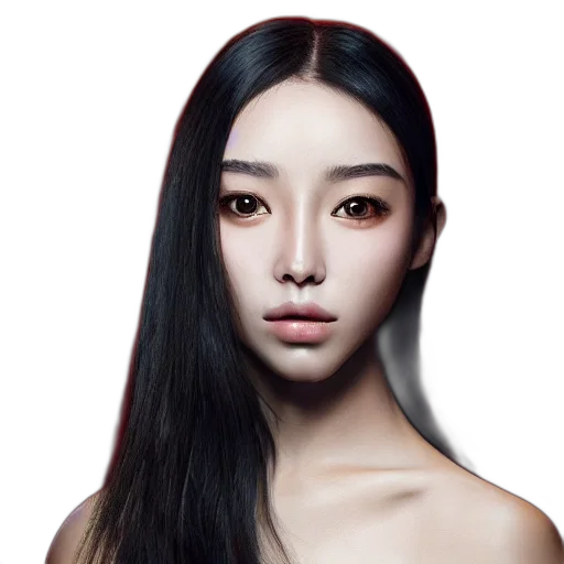 hair, face, creature, photorealistic transparent PNG cut-out