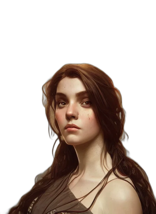 face, staff, dress, hair transparent PNG cut-out