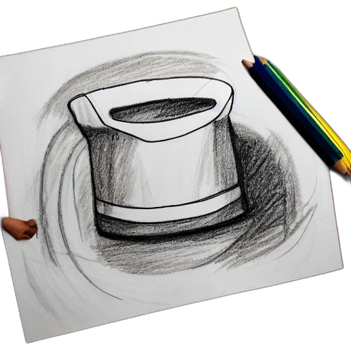 hat, furniture, robot, pencil sketch transparent PNG cut-out