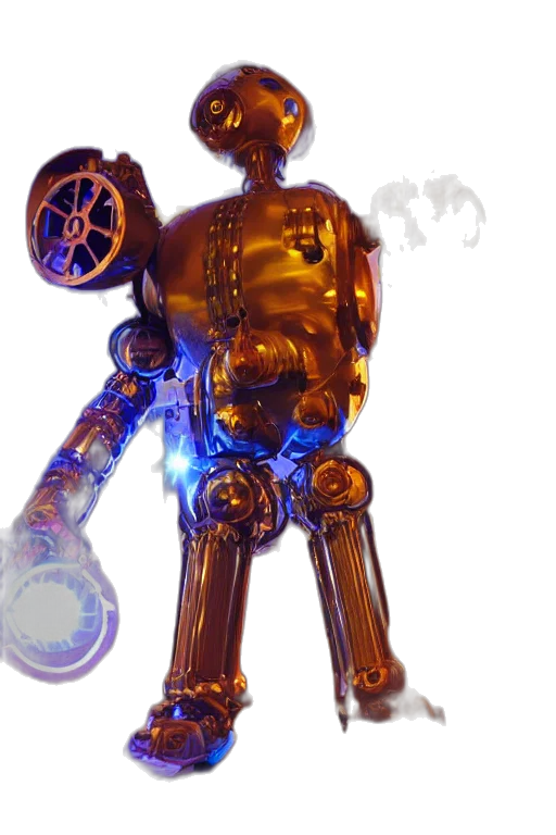 robot, staff, weapon, 3d render transparent PNG cut-out
