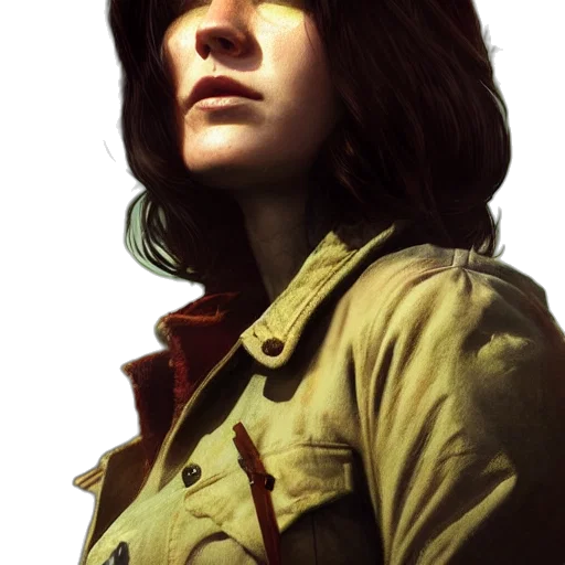 jacket, face, staff, weapon transparent PNG cut-out