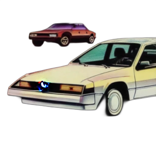 car, concept art, vaporwave, pixel art transparent PNG cut-out