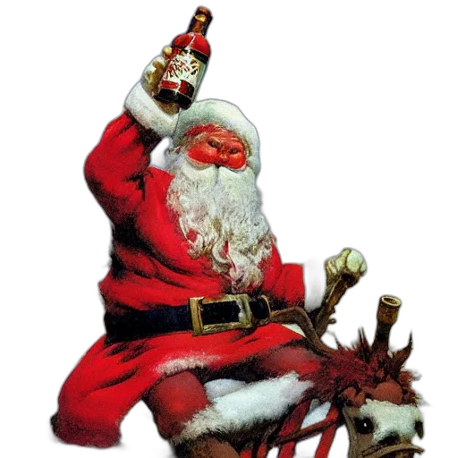 drunken, furious, berserker, santa transparent PNG cut-out