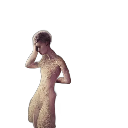 dress, jewelry, hair, staff transparent PNG cut-out