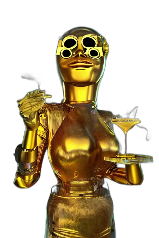 robot, staff, 3d render, concept art transparent PNG cut-out
