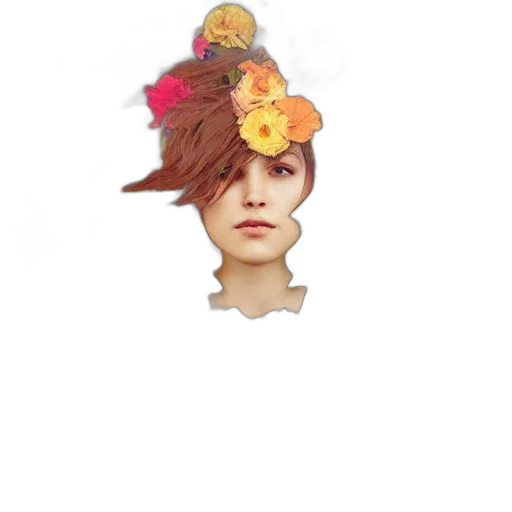 crown, hat, face, flower transparent PNG cut-out