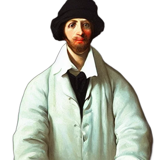 face, jacket, hat, staff transparent PNG cut-out