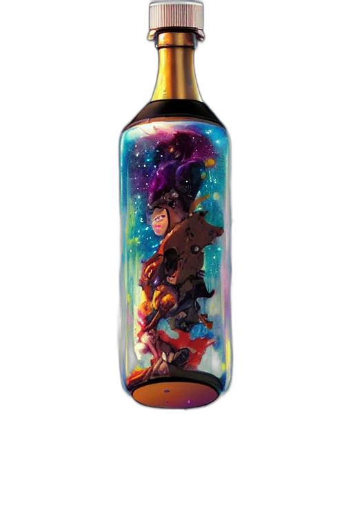 bottle, concept art, fantasy art, outer space transparent PNG cut-out