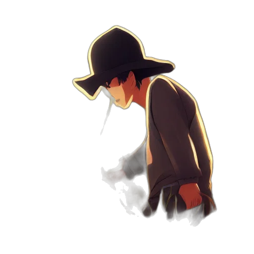 hat, jacket, mask, staff transparent PNG cut-out