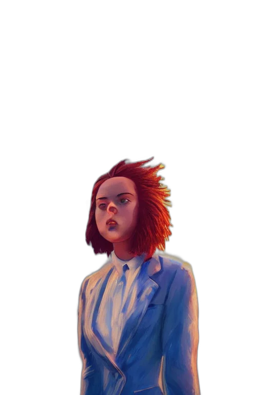 jacket, hair, face, creature transparent PNG cut-out