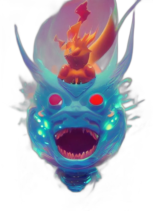mask, dragon, creature, staff transparent PNG cut-out