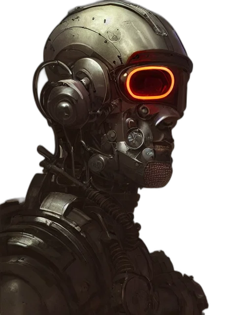 robot, face, mask, cyberpunk transparent PNG cut-out