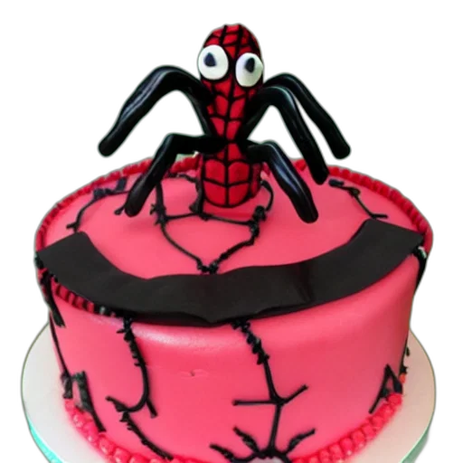 3d render, spider, birthday, cake transparent PNG cut-out
