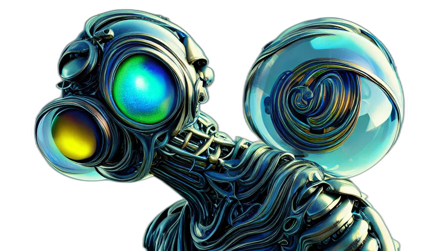 robot, concept art, 3d render, comic book art transparent PNG cut-out