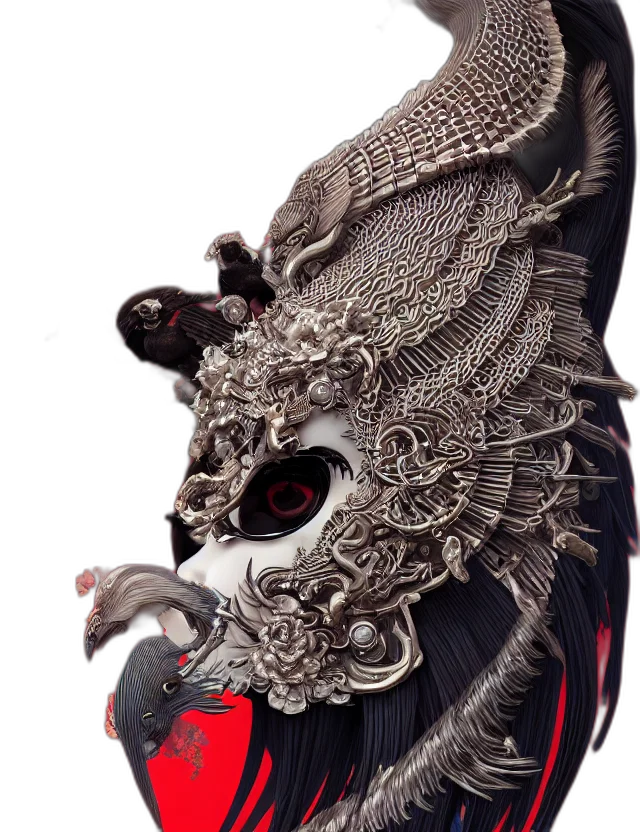 mask, dragon, jewelry, creature transparent PNG cut-out