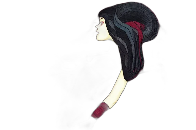 hair, staff, dress, mask transparent PNG cut-out