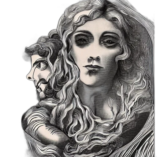 face, mask, hair, dress transparent PNG cut-out
