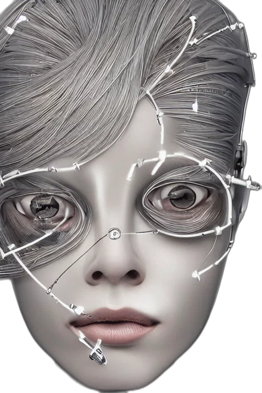 mask, face, robot, photorealistic transparent PNG cut-out