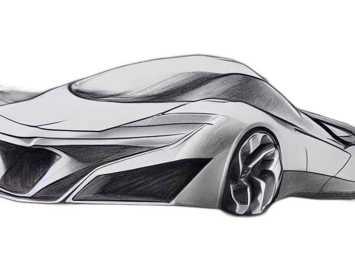 car, pencil sketch, photorealistic, 3d render transparent PNG cut-out