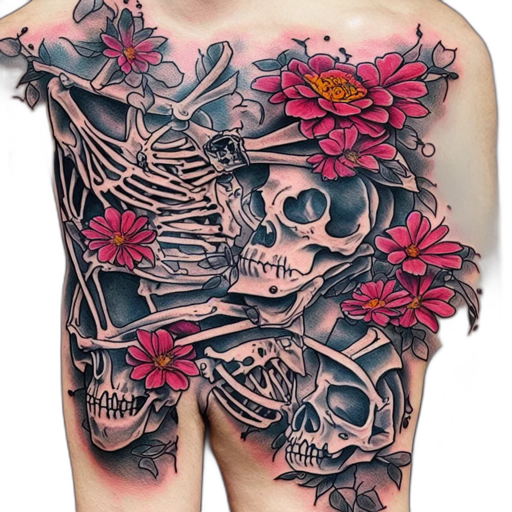 creative, skeleton, flower, art transparent PNG cut-out