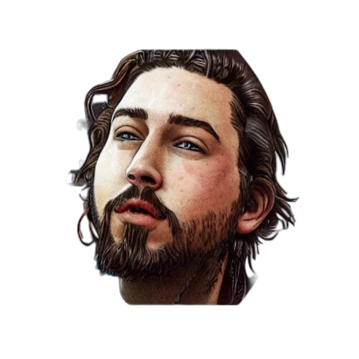 face, hair, crown, staff transparent PNG cut-out