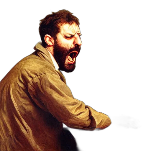 jacket, face, staff, photorealistic transparent PNG cut-out