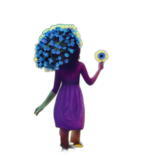 flower, dress, staff, hair transparent PNG cut-out
