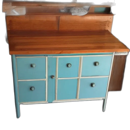 furniture, 3d render, photorealistic, blue transparent PNG cut-out