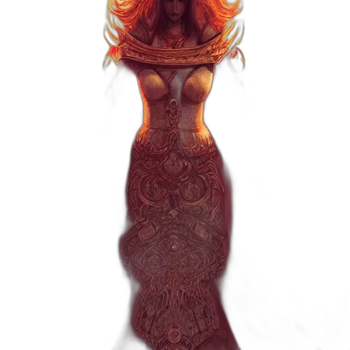 dress, hair, crown, staff transparent PNG cut-out