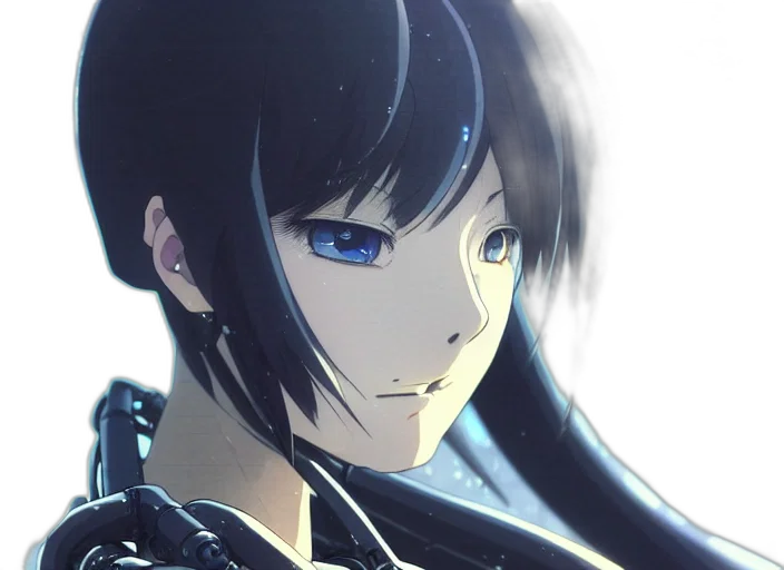face, robot, anime, photorealistic transparent PNG cut-out