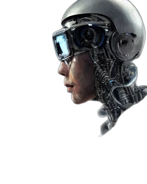 robot, face, mask, cyberpunk transparent PNG cut-out