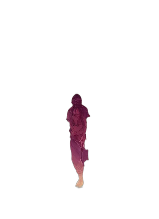 dress, jacket, creature, staff transparent PNG cut-out