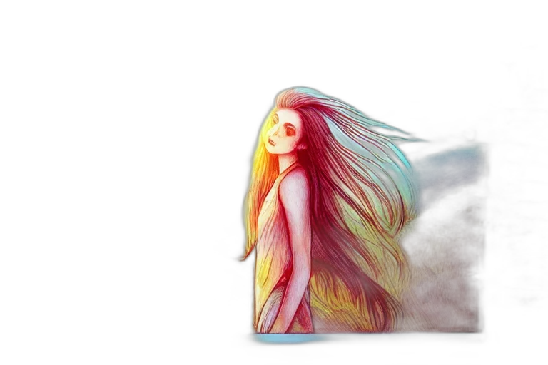 hair, dress, mask, creature transparent PNG cut-out