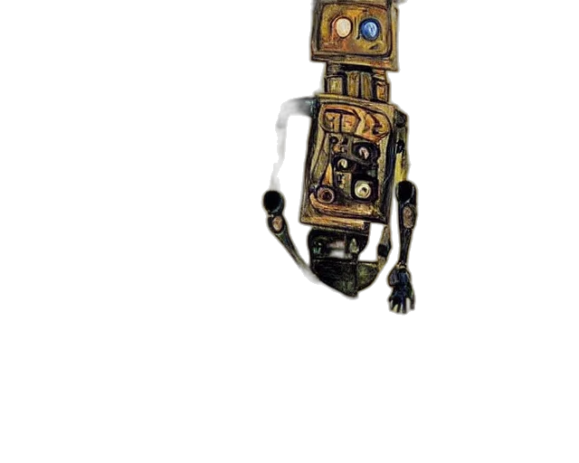 robot, mask, jewelry, staff transparent PNG cut-out