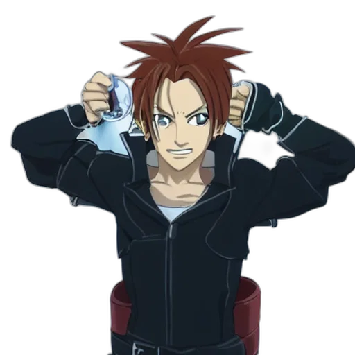 jacket, staff, weapon, anime transparent PNG cut-out