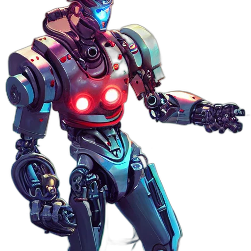 robot, weapon, concept art, 3d render transparent PNG cut-out