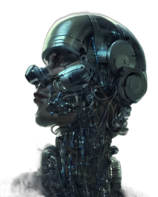 robot, face, mask, cyberpunk transparent PNG cut-out