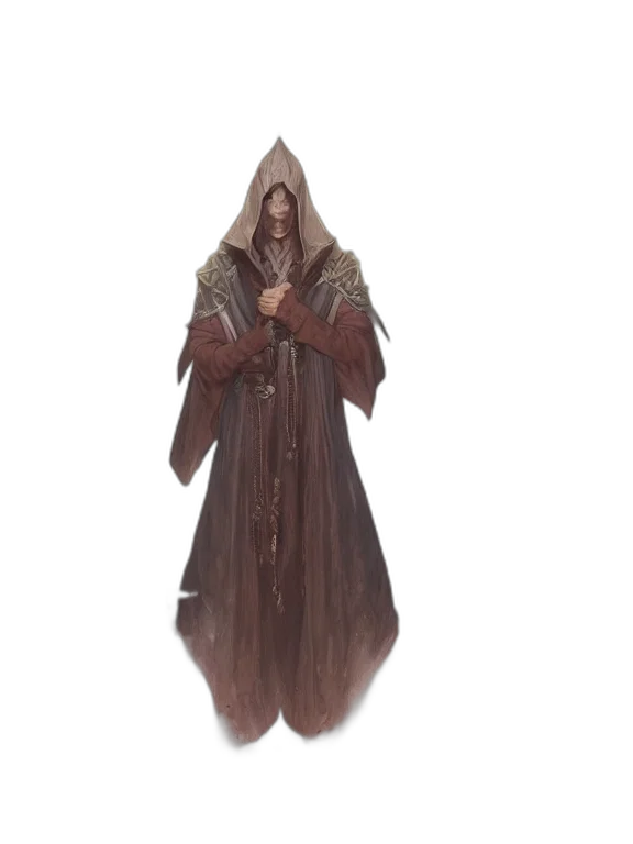 jacket, staff, creature, mask transparent PNG cut-out