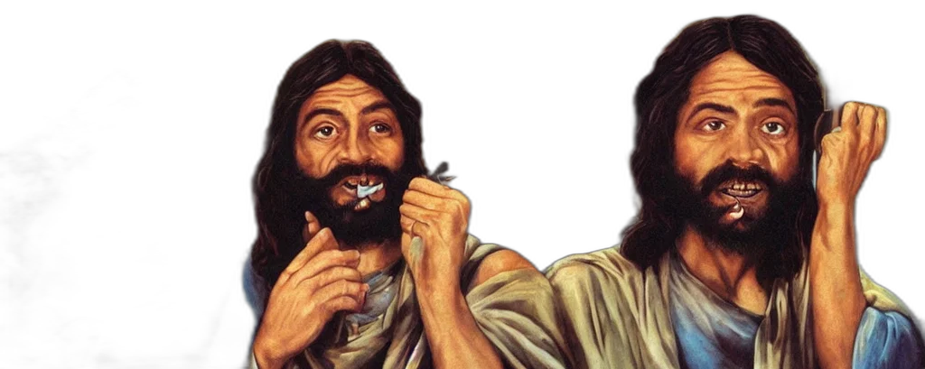 photorealistic, jesus, christ, smoking transparent PNG cut-out