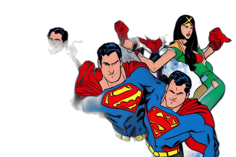 comic book art, concept art, superhero, squad transparent PNG cut-out