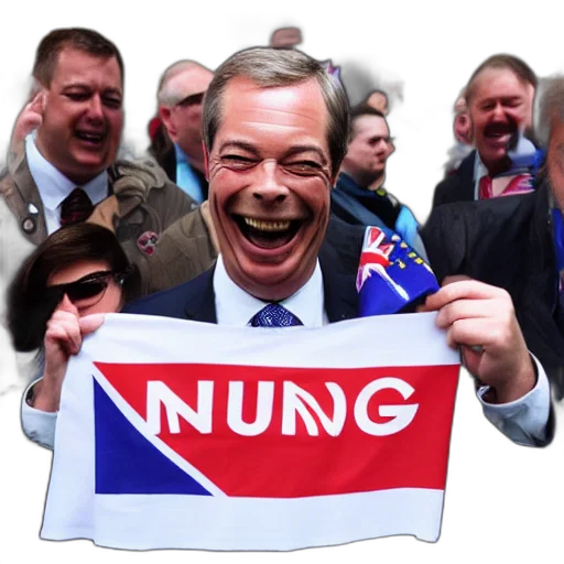 nigel, farage, laughing, holding transparent PNG cut-out