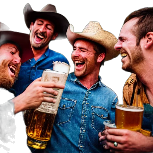 hat, cowboy, laughing, enjoy transparent PNG cut-out